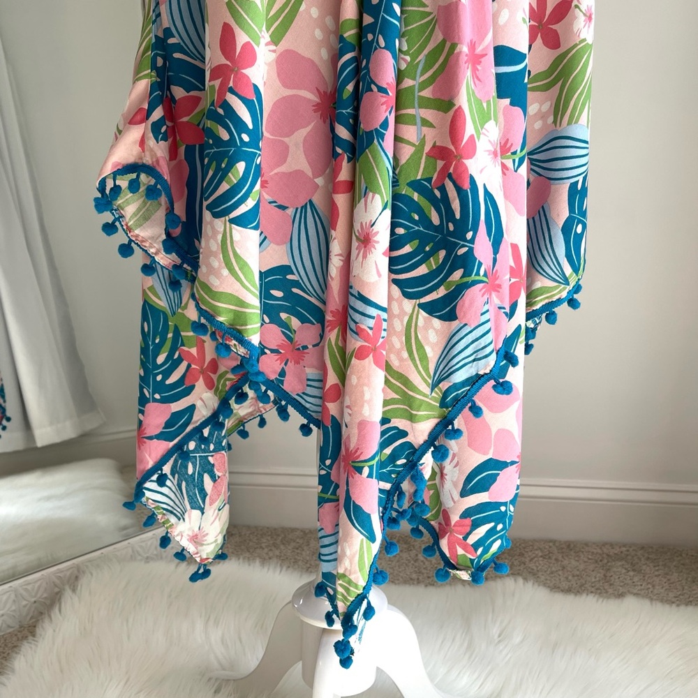Women’s Pink Tropical Print Swim Cover-Up Dress - Picture 6 of 13